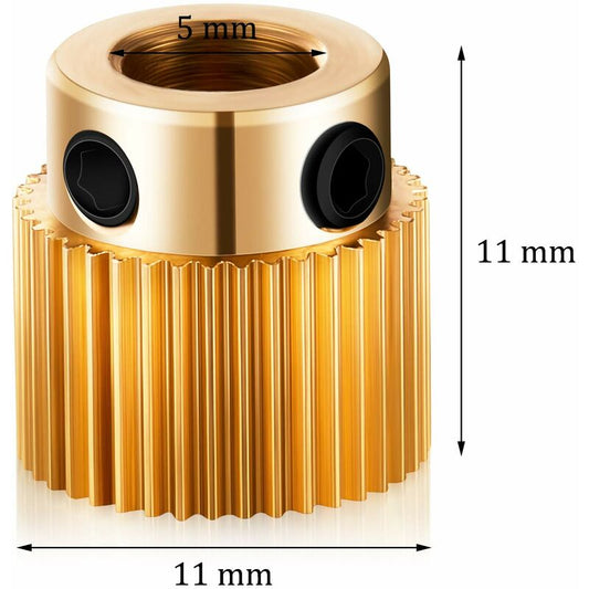 Extruder Wheel 3D Printer Parts Gear 40 Teeth Brass Extruder Wheel Compatible With Cr-10, Cr-10S, S4, S5, Ender 3,