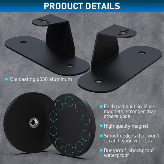Magnetic Base LED Strip Mounting Bracket, Strong Suction Cup Holder For Straight Curved Side LED Strip Mounting, 2