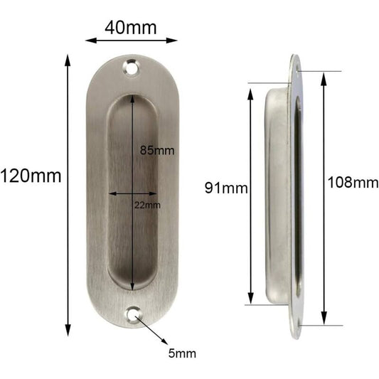 Flush Door Handle 2 Pieces Brushed Stainless Steel Flush Handle Sliding Door Handle Cupboard Door Handle With Screws