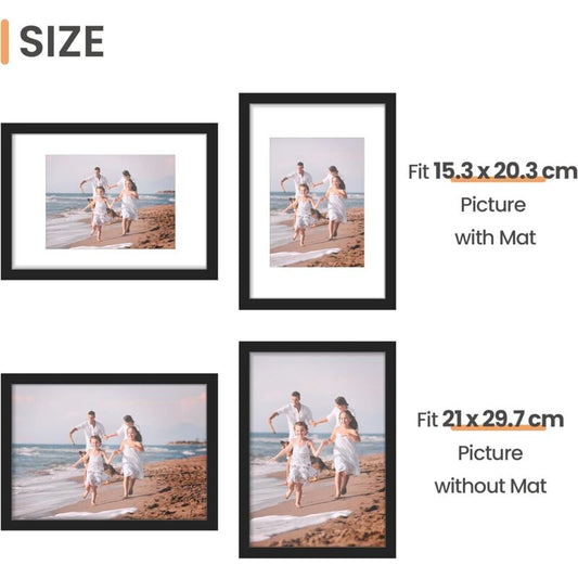 3 pcs Set Photo Frames 21X29.7Cm, A4 Black Frame, Can Be Placed Or Hung On The Wall High Quality Wooden Photo Frame
