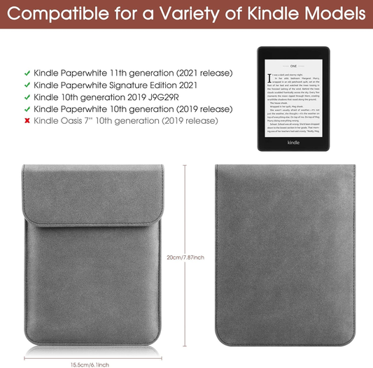 Universal Sleeve Case for 6",6.8", Kindle Paperwhite/Colorsoft/Signature Edition 2024-2012 Sleeve Bag Pouch Cover for 6-6.8'' Kobo/Tolino/Pocketbook 6-inch ebook Reader,Dark Gray