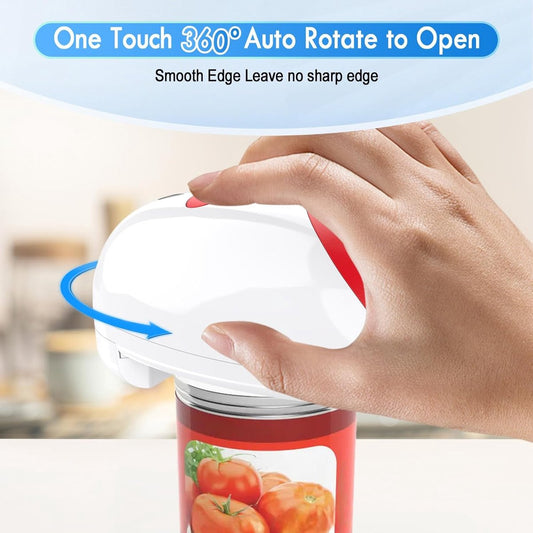 Automatic electric can opener with touch control for all can sizes (red)