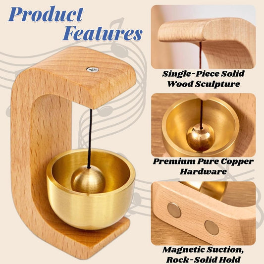 Doorbell - Doorbells - Door Hardware - Wooden Magnetic Doorbell - Door Chime - for shop, refrigerator, porch, garden, entrance, restaurant, office, housewarming gift (C-shaped)