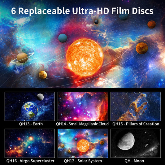 Projector - Starry Sky Projector - Star Projector - HD Starry Sky Projector for Planetarium - Rechargeable - with 2000 mAh battery - 360° Rotating Wall Mount - For Room Decoration - For Children and Adults