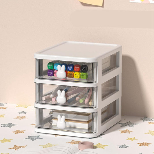 Drawer organizer - Pencil holder - Drawer organizer with - Large capacity drawer organizer for books, pens, office supplies and small baby clothing accessories - 3 drawers - White