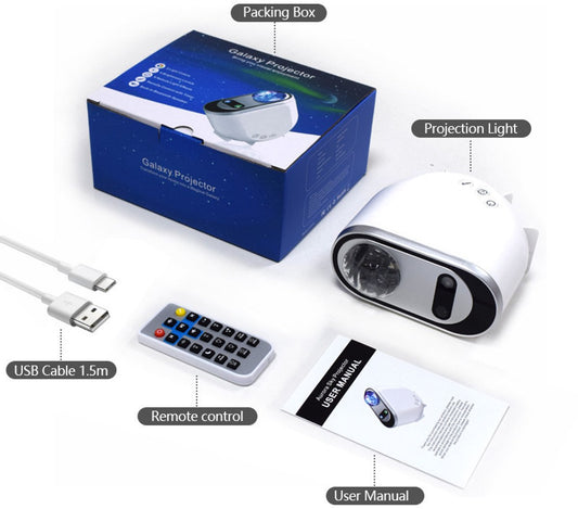 Projector - Starry Sky Projector - Star Projector - Star Projector - Nebula Lighting Projector - Starry Ceiling Projection Lamp - USB Plug - With Remote Control - For Bedroom Decoration