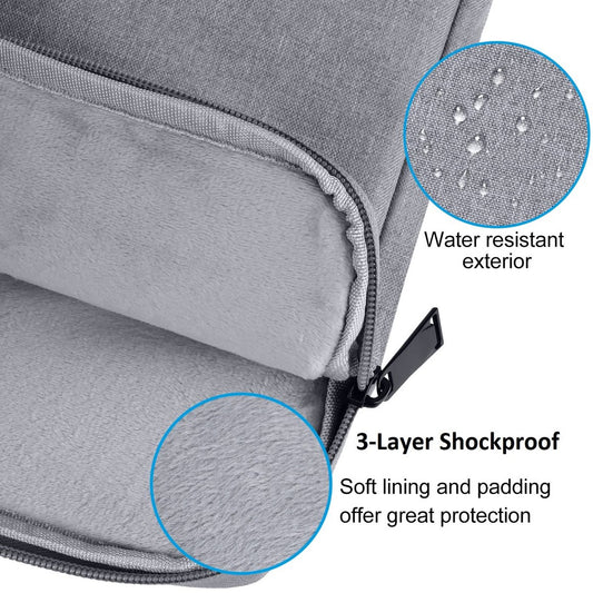 15.6-inch Laptop Sleeve - Protective Case - Laptop Storage Bag - Shockproof - Scratch-resistant - Splash-proof - Gray