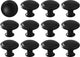 Set of 12 vintage black 28mm metal drawer and cabinet handles, easy to install, durable and stylish.
