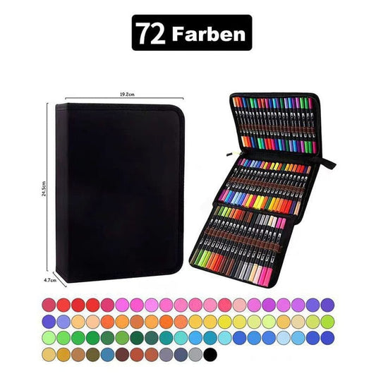 72-Pack Washable Double-Ended Watercolor Pens for Creative Painting, with 144 Tips