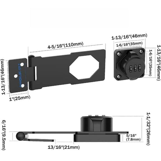 3-Digit Keyless Cabinet Lock with Knob, Durable Stainless Steel, Compatible with Wooden Boxes and Cabinets, Black