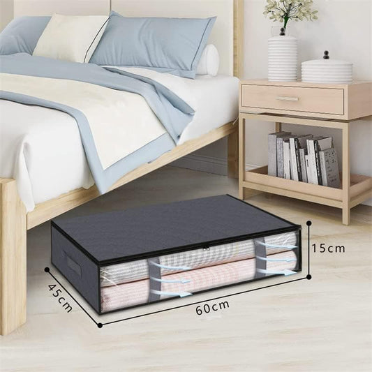 2-Pack Foldable Storage Boxes for Clothes and Blankets, Under-Bed Drawers, Multifunctional Spacious, Gray