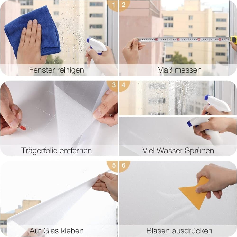 Opaque Frosted Window Film for Privacy, Self-Adhesive UV Protection Film for Bathrooms and Offices, 60cm x 3m, Transparent