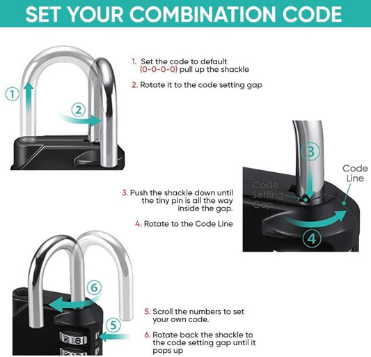 4-Digit Combination Lock with Long Shackle for Cabinets Fences Toolboxes Suitcases, 1.5\