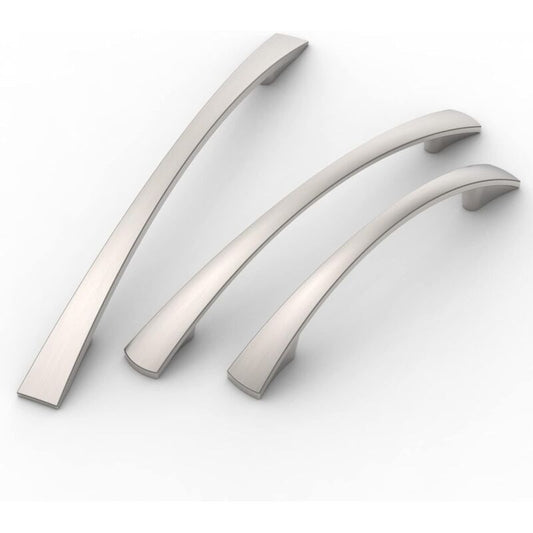 10 Pack Furniture Handles, Brushed Nickel Cupboard and Drawer Handles, 160 mm Hole Spacing