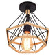 Vintage Industrial Metal Cage Ceiling Lamp with Hemp Rope, 25 cm
