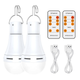 2 Pack USB Rechargeable 7W E27 LED Battery Bulbs with Remote Control and Hook