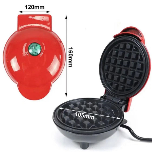 420W Mini Portable Electric Waffle Maker, ideal for home breakfast, pancake & dessert bakingďźRed heartďź