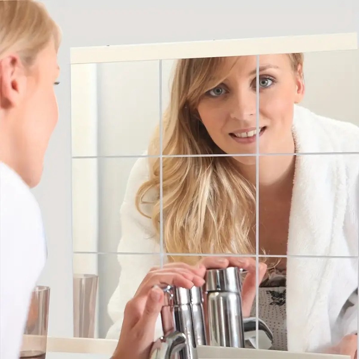 Mirror Wall Stickers | Mirror Stickers | Bathroom Stickers | 9 Wall Stickers | 15x15 cm | On Tiles and Smooth Surfaces