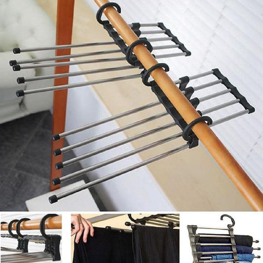 Trouser hanger Clothes hanger - Clothes rail - Trouser hanger Clothes hanger - Metal trouser rail - 5 garments