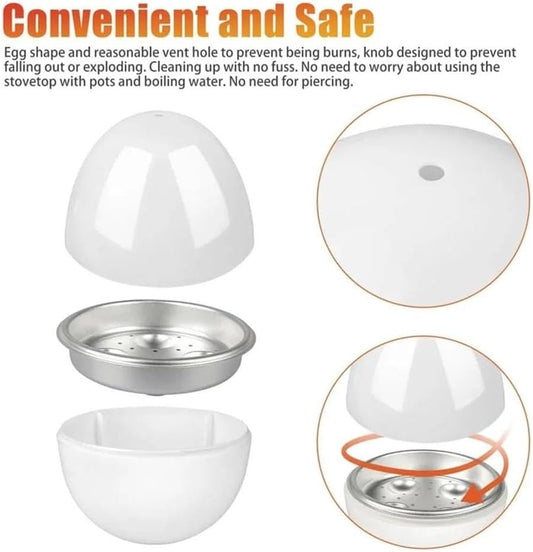 Egg cooker - Pressure cooker with 4 eggs for hard and medium-boiled eggs - Fast microwave egg cooker - Cooking time of 9 minutes - User-friendly microwave egg poacher
