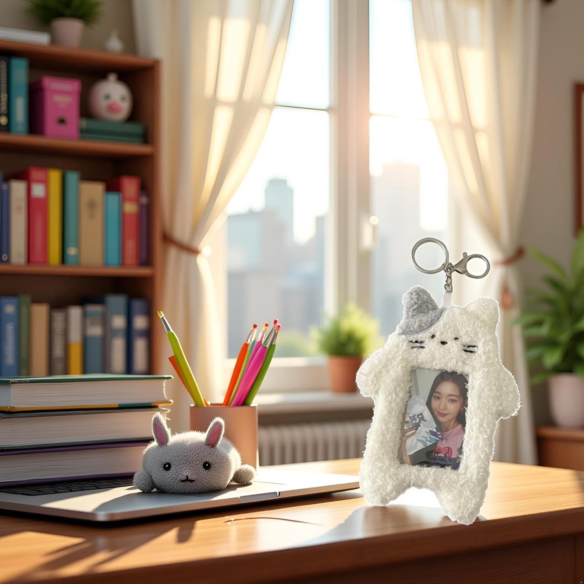 Card Holder Men & Women -Card Holder- Card Holder Cards-1 White Photo Card Holder - Cartoon Plush Photo Card Holder Outdoor Girl - ID Card Holder - Protective Sleeve - Card Holder Student Rabbit Identification Badge Supplies