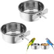 Parrot feeder - Bird food bowl - Stainless steel water bowl for bird cage with clip holder - Suitable for birds and hamsters - 10 cm - 2 pieces