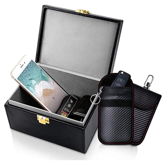 RFID Car Key Anti-Theft - RFID Protective Case Car Key - Protective Case Car Key Box - Car Key Safe - RFID Anti-Theft Box - Faraday Box Car Key - Faraday Box - Keyless Entry Case - Key Pouch - Key Bags - Three-Piece Set
