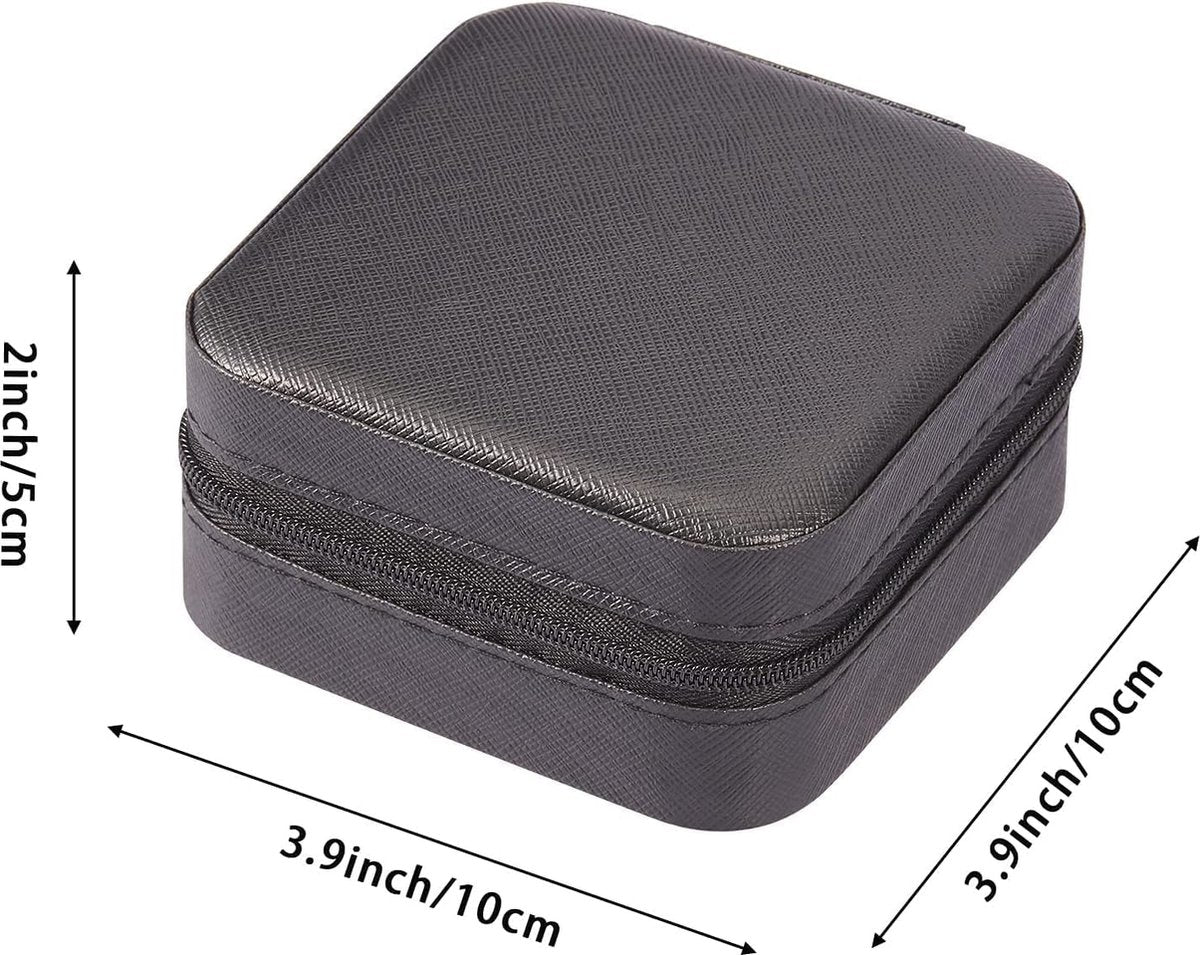 Jewelry box - Jewelry boxes - Jewel case - Organizer - Jewelry holder - Small jewelry box - Small jewelry box - Watch box - Storage box - Compact - Small - Travel case - Girls/Women - For Rings/Earrings/Necklace/Watches - Black