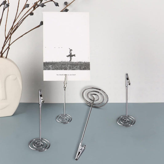 Photo Clip Holders - 12 Pieces - Photo Holder with Clip - Photo Clip - Photo Frame - Stainless Steel Card Holder - Table Card Holder - Name Tag - 120*40mm - For Office, Wedding, Party, Home Decor, Shops, Restaurants, Display, Table Numbers, Price Tags - S