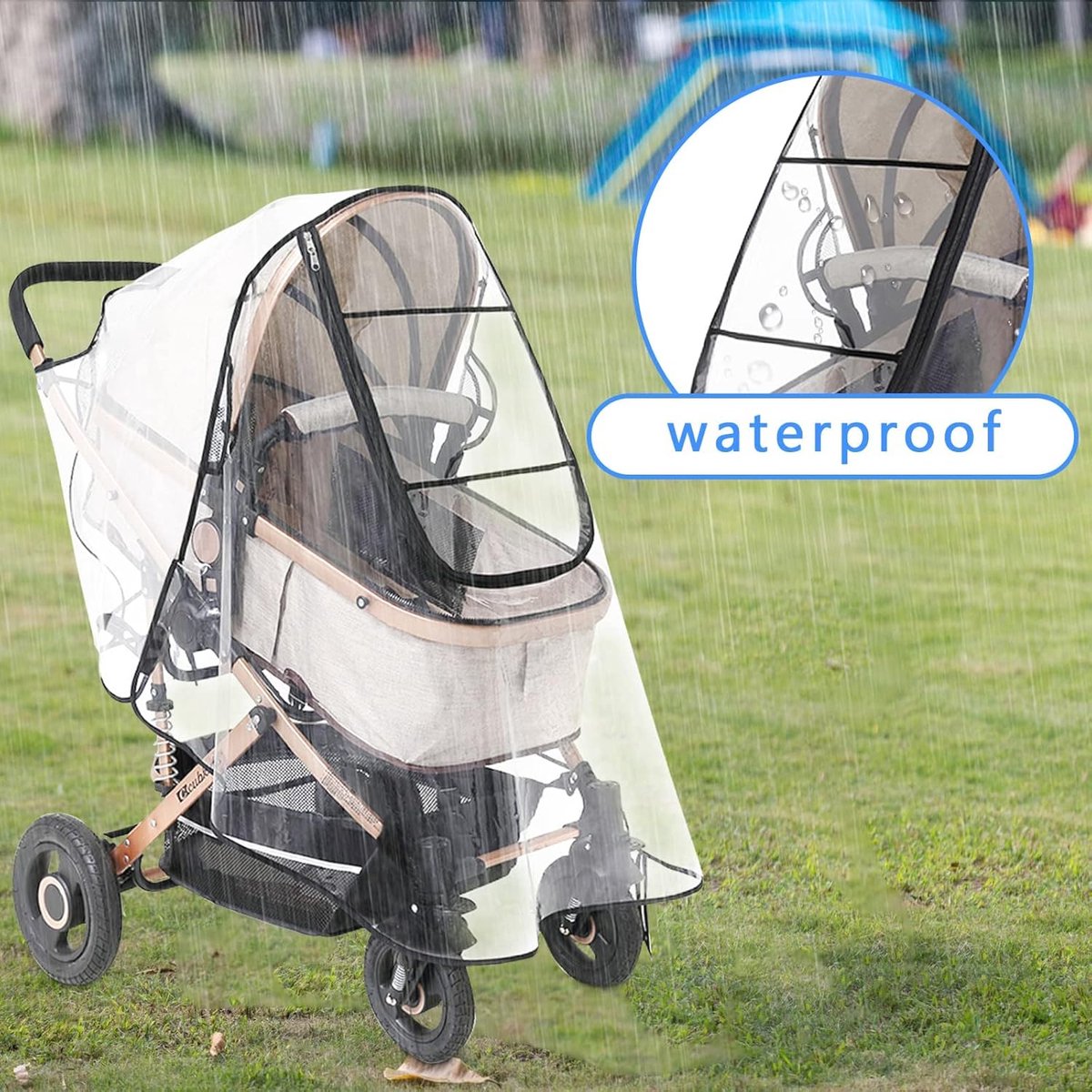 Stroller Rain Cover - Universal - Stroller Rain Cover - Buggy Rain Cover - Rain Cover for Stroller - Universal Stroller Accessory - Baby Weather Protection - Baby Travel Weather Shield - Windproof Waterproof - Protection Against Dust and Snow