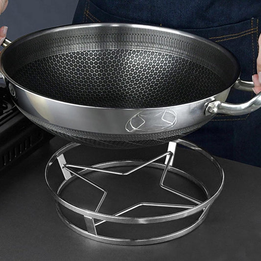 Pan Rack - Pot Stand - Stainless Steel Grill Holder - Steam Grid - Cooking Stand - Pan Trimmer - Pot Trimmer - Scratch-Resistant - Heat Resistant - For Hot Dishes - Pan Accessories - Round - Stainless Steel
