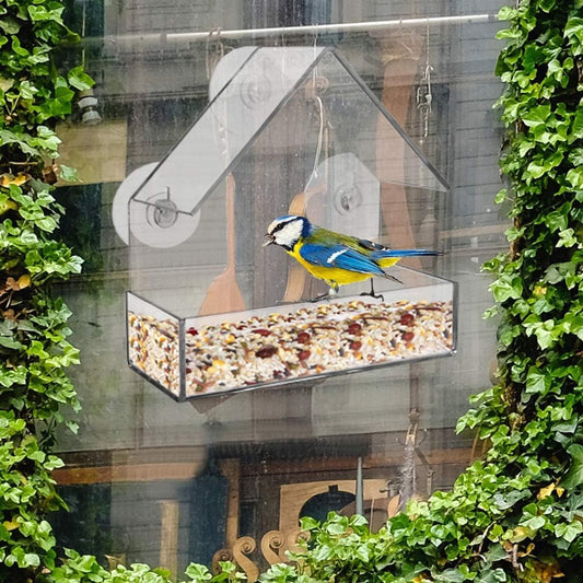 Window Bird Feeder - 2 Pieces Hanging Birdhouse - bird feeder - Transparent with Suction Cup - Transparent Window Feeder - Transparent - outdoor birdhouse