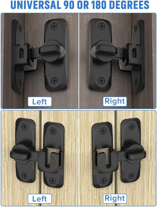 pieces - 90/180 degrees - sliding door lock - privacy protection - security sliding door lock - small gate locks - hardware for shed, garden, bathroom, cupboard, window - 80*25 mm - black