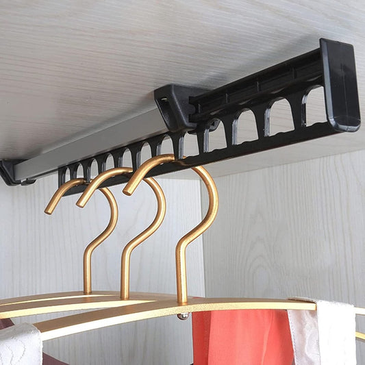 Extendable Clothes Rail - Adjustable Clothes Rail - Telescopic Extendable Clothes Rack - Extendable Clothes Rail - Adjustable Clothes Rail - Clothes Hanger - Metal Wardrobe Rail - Wardrobe Rack - extendable clothes rail - 315*42*50 mm - black