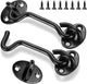 pieces - Wind hook - 3 inch - Wind hooks - Door hinges - Door bolt - Hinge - barn door hook - hook and eye bolt - cabin hooks and eye bolt - swivel window hook - door hooks - lock - for sliding door, bedroom, bathroom - 75*39 mm - black