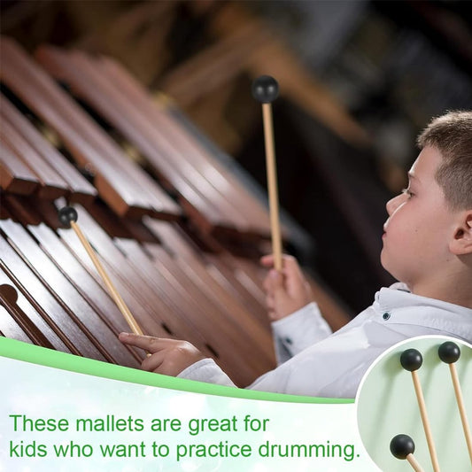 1 pair - Drumsticks - Mallets Sticks - Mallets - Wooden xylophone sticks - - hollow drumsticks - wooden percussion sticks with wooden handle - rhythm sticks - for glockenspiel, wooden block, percussion instruments - 18.7 cm - black