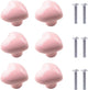 Set of 6 pink ceramic knobs - heart shape - with screws for drawers - cabinets - kitchen furniture - decorative handles