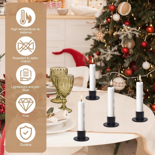 4 pieces - Candlesticks - Candle holder - Candle stand - metal candle holders - modern candle holders - home decoration - for the living room, parties, Christmas, weddings - Φ2.5 cm - 5*2.7 cm - black