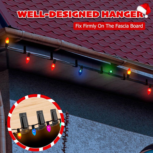 30 pieces - Christmas lighting clips - Light clips - Plastic clips - Lighting hooks - Party lighting clamps - festive string lights clips - hooks - for party decoration, gutter, fencing, roof edge - 49*42*13.7 mm - black