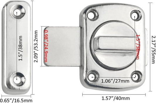pieces - Door locks - swing door locks - zinc alloy door locks - bathroom door lock - security lock - door bolt - for home security, bathroom, bedroom, toilet - silver