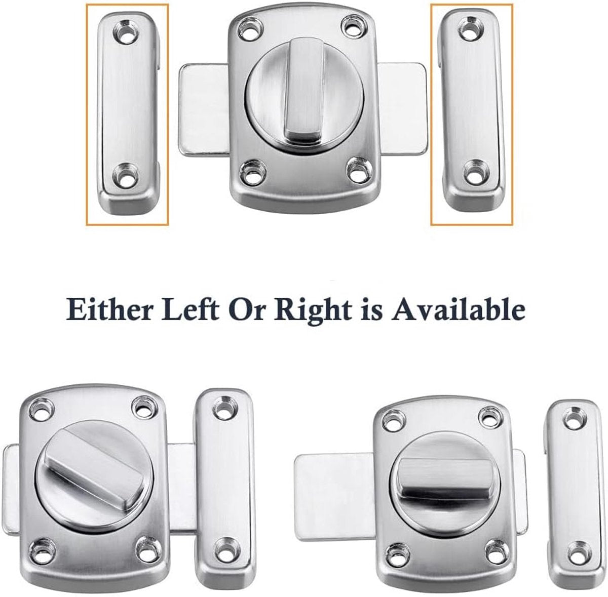 pieces - Door locks - swing door locks - zinc alloy door locks - bathroom door lock - security lock - door bolt - for home security, bathroom, bedroom, toilet - silver