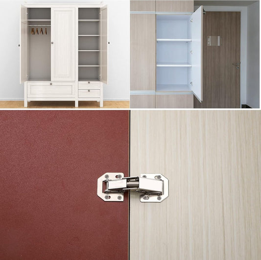 10 pieces - hinges - 3 inch - invisible stainless steel hinges - 90 degrees - cabinet hinges - kitchen door hinges - with screws - for furniture doors, drawers, windows and wardrobes - no drilling required - 77*32 mm - silver
