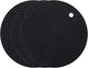 Silicone Pot Holders - Round - Pot Holders - Glass Coasters - Heat-Resistant Pot Holders - For Pots and Pans - Insulation Mats - Durable Non-Slip - Heat-Resistant Mats - Durable Flexible - Black