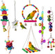 8 pieces - Bird toys - Parrot toys - Parrot swing set - Chew toys - Wooden bells Hanging toys - Pet toys - for Conures, Cockatiels, Lovebirds, Small parakeets, Budgies, Finches - Multicolor