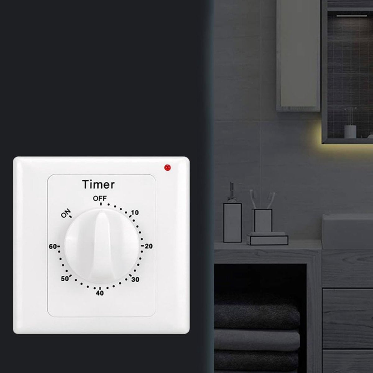 Countdown Switch - 60 minutes - Countdown timer switch - Mechanical countdown timer socket - time switch - timer light switch - with timer - timer socket - for bathroom extractor fan, garage, laundry room, storage room or spa - white
