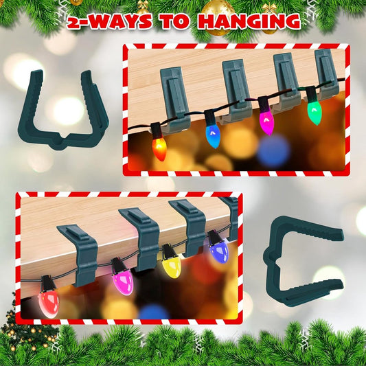 30 pieces - Christmas lighting clips - Light clips - Plastic clips - Lighting hooks - Party lighting clamps - festive string lights clips - hooks - for party decoration, gutter, fencing, roof edge - 49*42*13.7 mm - green