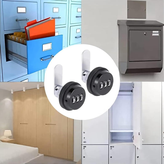 2 pieces - Combination lock - 62*38 mm - Suitable for panel thicknesses of 15-25 mm - Cabinet locks - Drawer locks - secure drawer mailbox cabinet code lock - for cabinet drawer mailbox - black