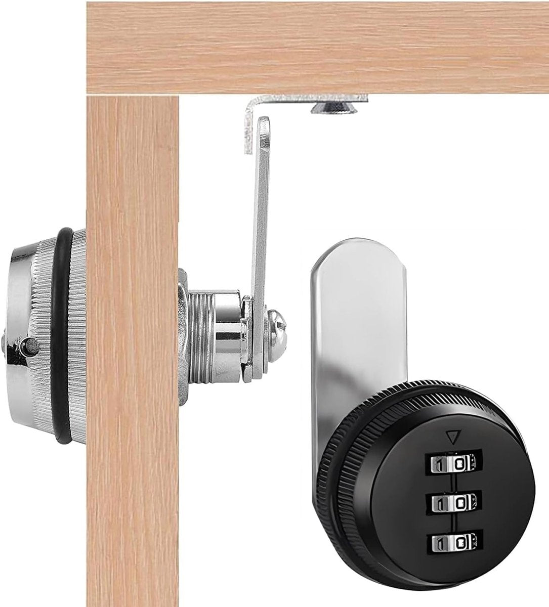 2 pieces - Combination lock - 62*38 mm - Suitable for panel thicknesses of 15-25 mm - Cabinet locks - Drawer locks - secure drawer mailbox cabinet code lock - for cabinet drawer mailbox - black