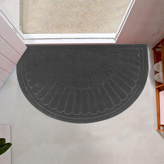 Rubber doormat - Semi-circular - Outdoor Anti-slip Washable Doormat - Rain - Outdoor - Indoor doormat - Dark gray - Drying mat - 60 * 90 cm - cleaning mat - outdoor - hall - balcony