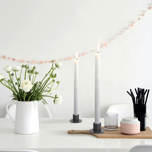 Candlesticks - 4 pieces - Φ2.5 cm - Candle holders - Candle stand - Candle coaster - Home accessories - Decorative accessories - Iron - Black - Tea light holder - Candle shelf